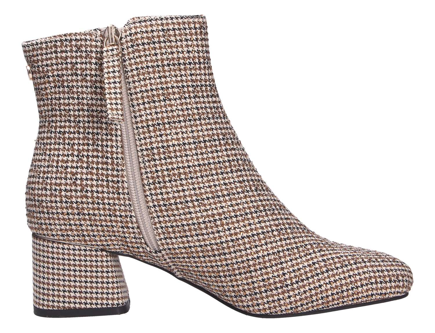 La Strada Damen Stiefel, eleganter Knöchelstiefel mit Hahnentritt-Muster, seitlichem Reißverschluss und Blockabsatz