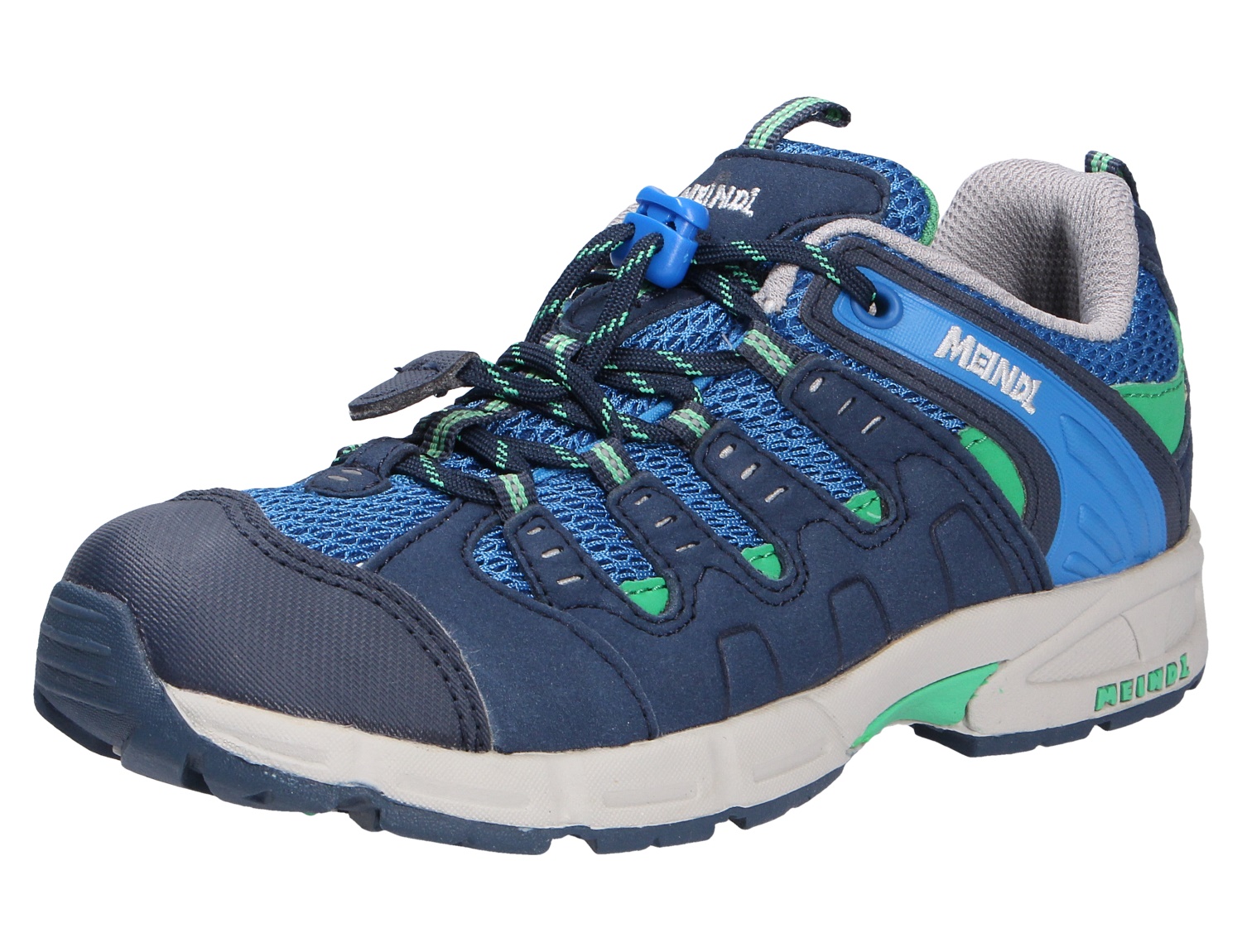 Meindl Respond, sportiver Kinder-Halbschuh für Jungen in Blau und Grün mit robuster Sohle und Schnellschnürung