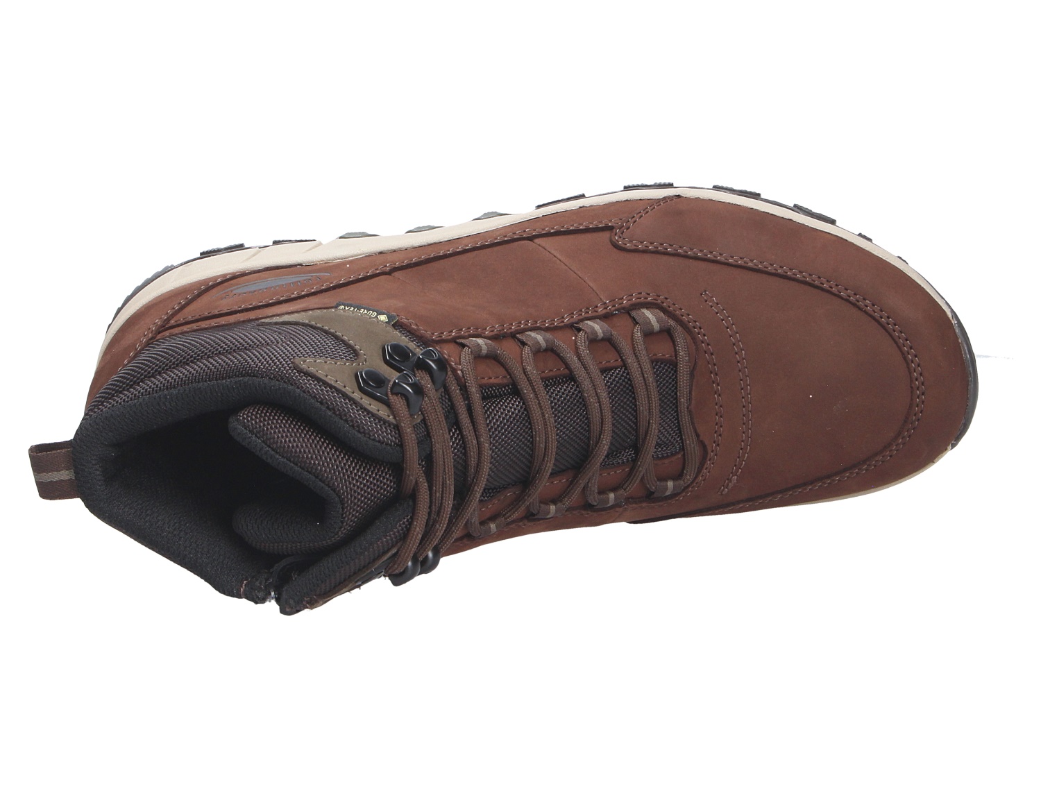 Pius Gabor Herren Stiefel von Pius Gabor in Braun, Draufsicht auf einen robusten Schnürstiefel mit gepolstertem Schaft und Profilsohle