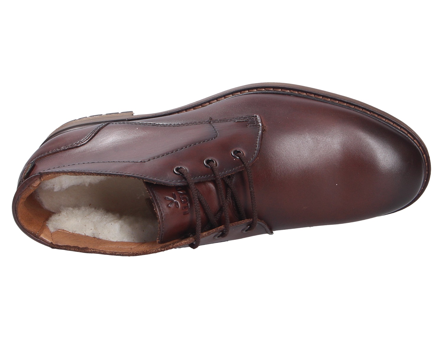 Lloyd VIBE 327GL Herren-Schnürschuh aus braunem Glattleder mit Schnürung und warmem Innenfutter in Draufsicht