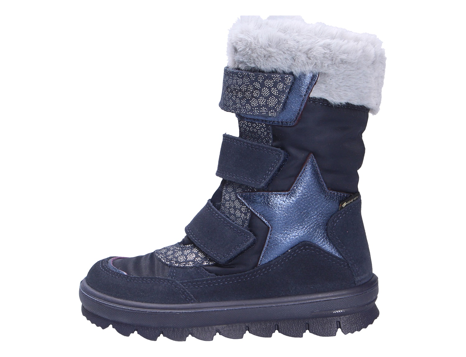 Superfit FLAVIA Winterstiefel für Kinder in Dunkelblau, mit Stern-Applikation, Klettverschlüssen und weichem Fellrand