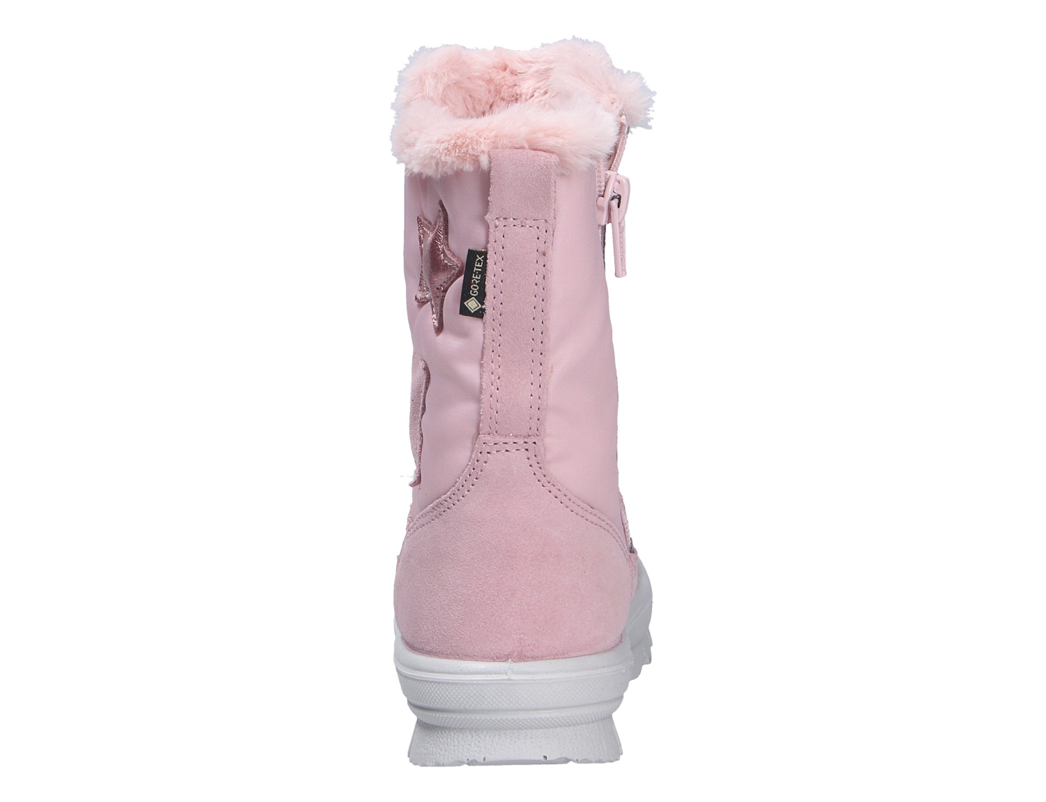 Rückansicht des rosa Superfit Winterstiefels FLAVIA mit Reißverschluss, Gore-Tex und weichem Fellrand