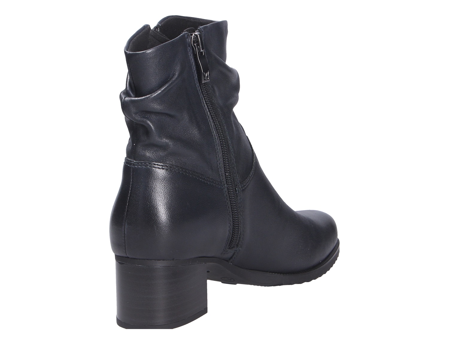 Caprice Damen Stiefel in Dunkelblau, elegante Stiefelette aus glattem Leder mit seitlichem Reißverschluss und stabilem Blockabsatz