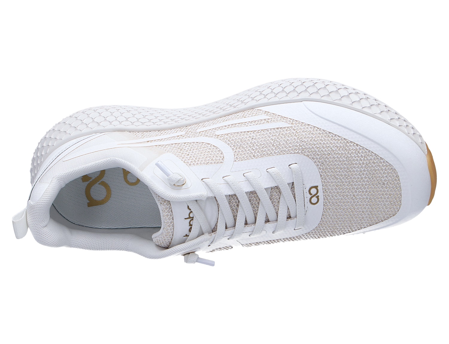 Weißer Sneaker neohhag von tenhaag aus atmungsaktivem Mesh mit Schnürung und strukturierter Laufsohle, Ansicht von oben