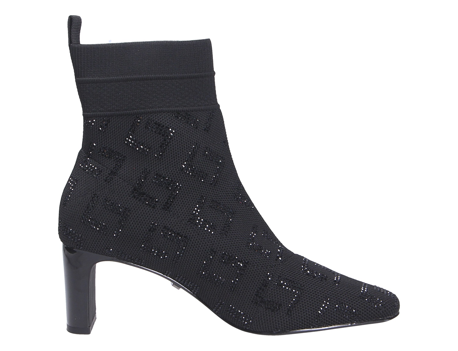 La Strada Damen Stiefel in Schwarz mit elastischem Schaft, spitzer Form, Blockabsatz und dezentem Glitzer-Muster