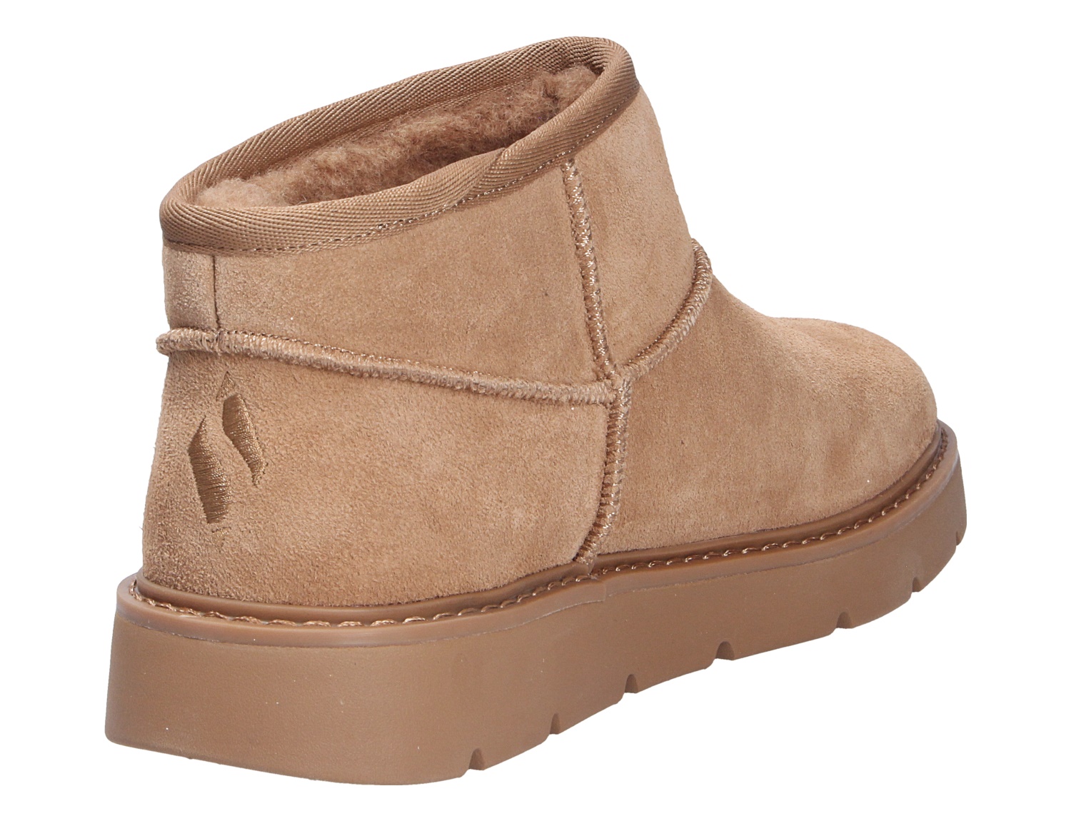 Skechers Keepsakes Cozy Damen Winter-Boot in Beige, knöchelhoch aus Veloursleder mit weichem Warmfutter und robuster Plateausohle