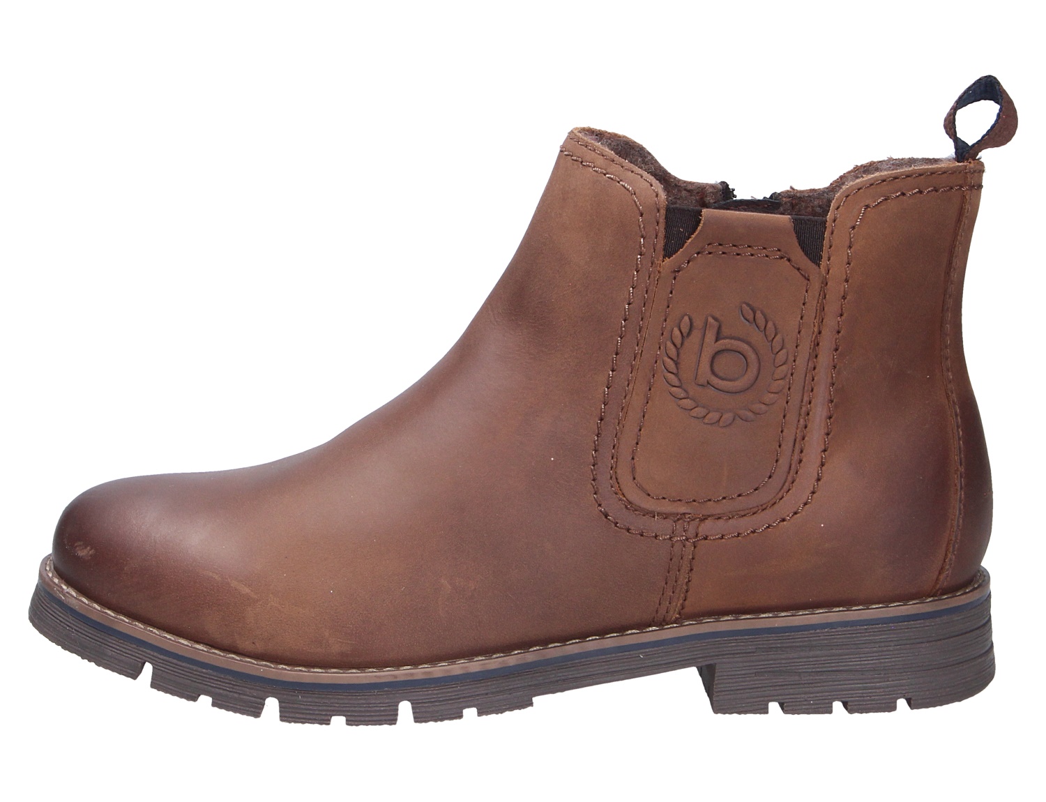 bugatti Herren Stiefel in Braun, Chelsea Boot aus Leder mit seitlichem Elastikeinsatz und markanter Profilsohle