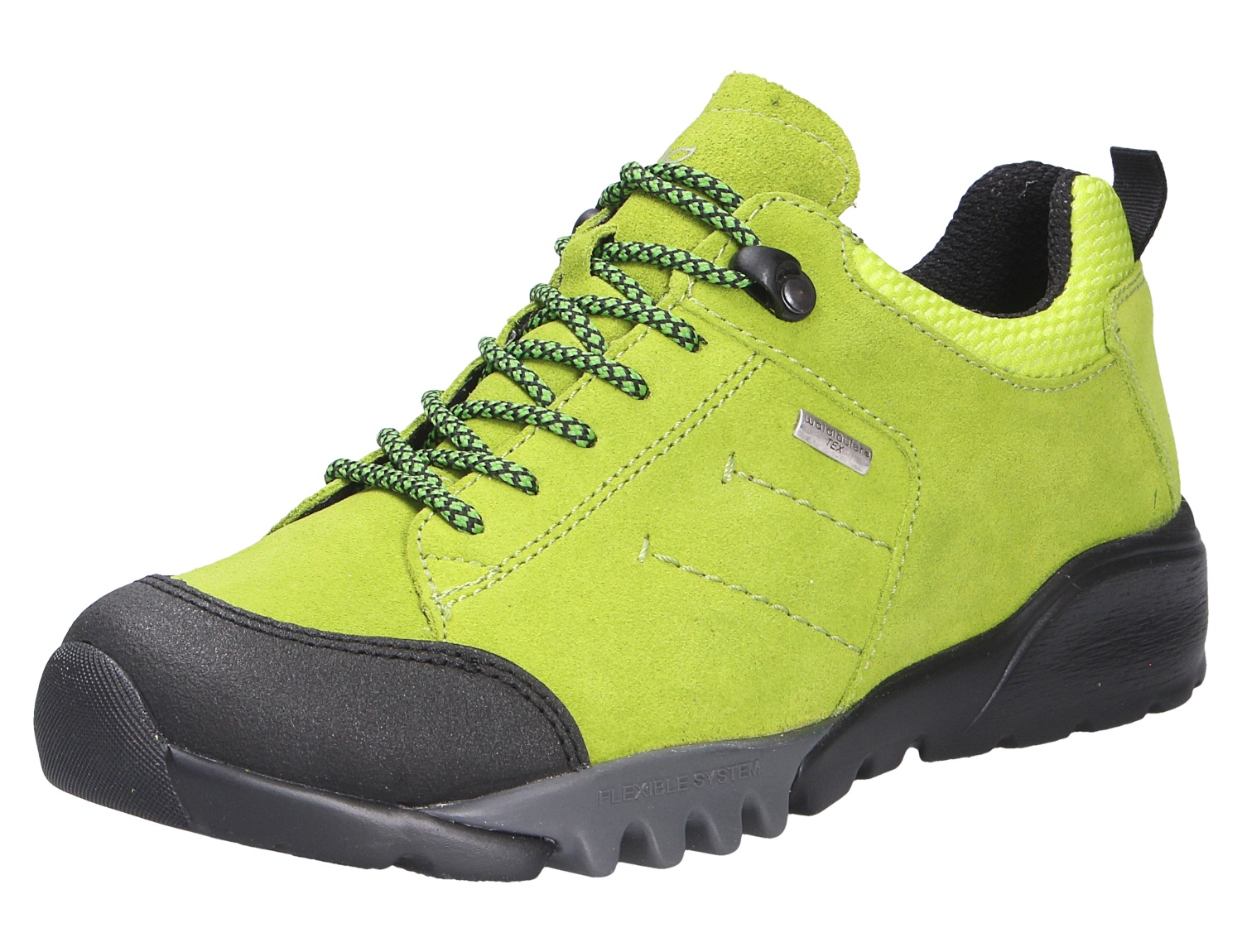 Waldläufer H-Amiata Damen-Schnürschuh in Grün aus Veloursleder, bequemer Komfortschuh mit extra Weite, robuster Sohle und sportivem Outdoor-Look