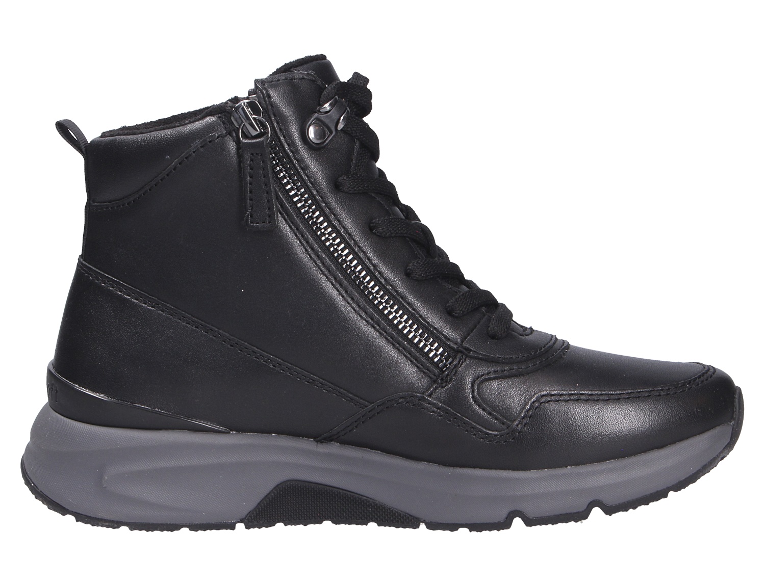 Gabor Damen Stiefel in Schwarz, knöchelhoher Winterstiefel mit Schnürung, seitlichem Reißverschluss und robuster Profilsohle