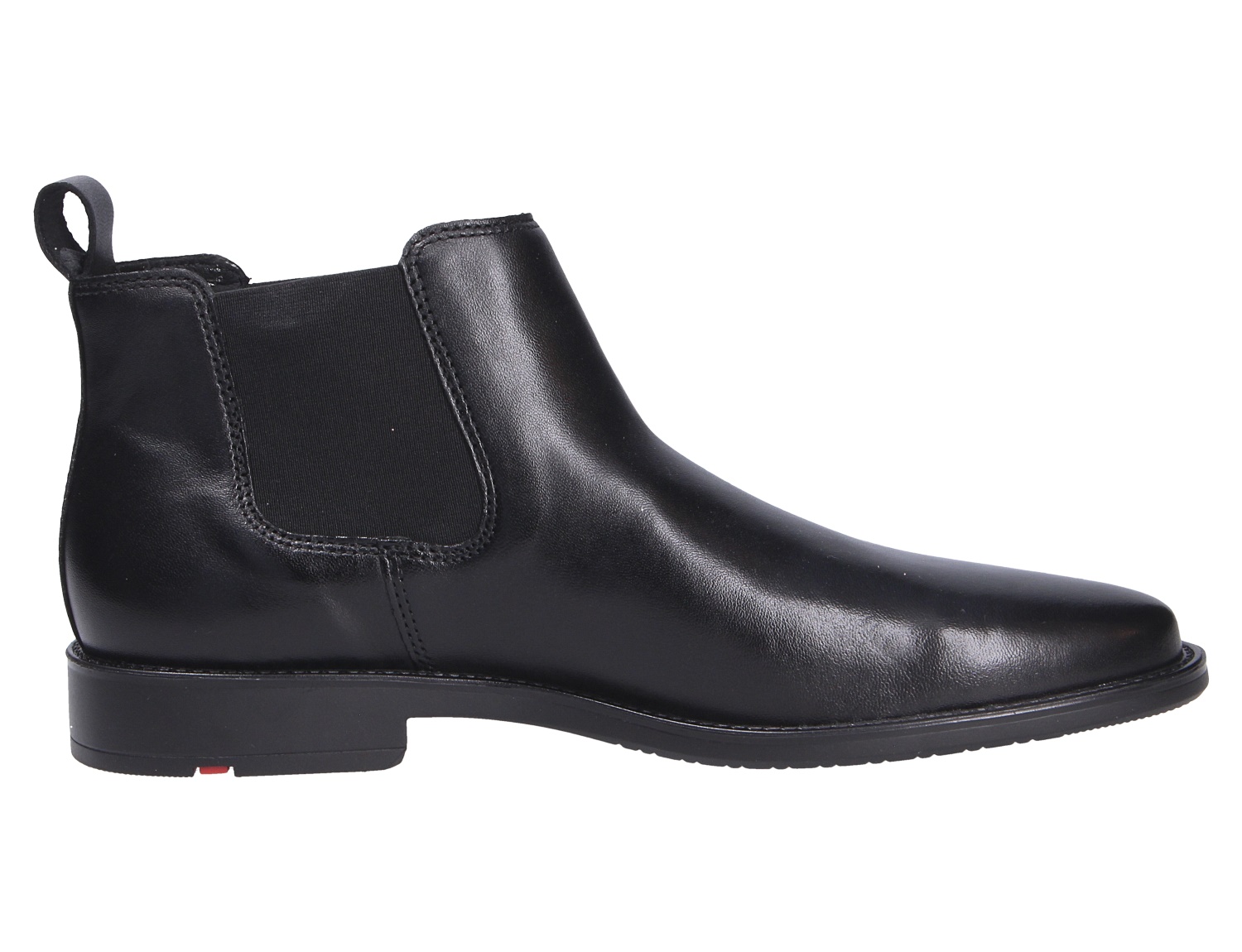 Lloyd CORE 315 Chelsea-Boot aus schwarzem Glattleder mit seitlichem Stretch-Einsatz und flachem Absatz