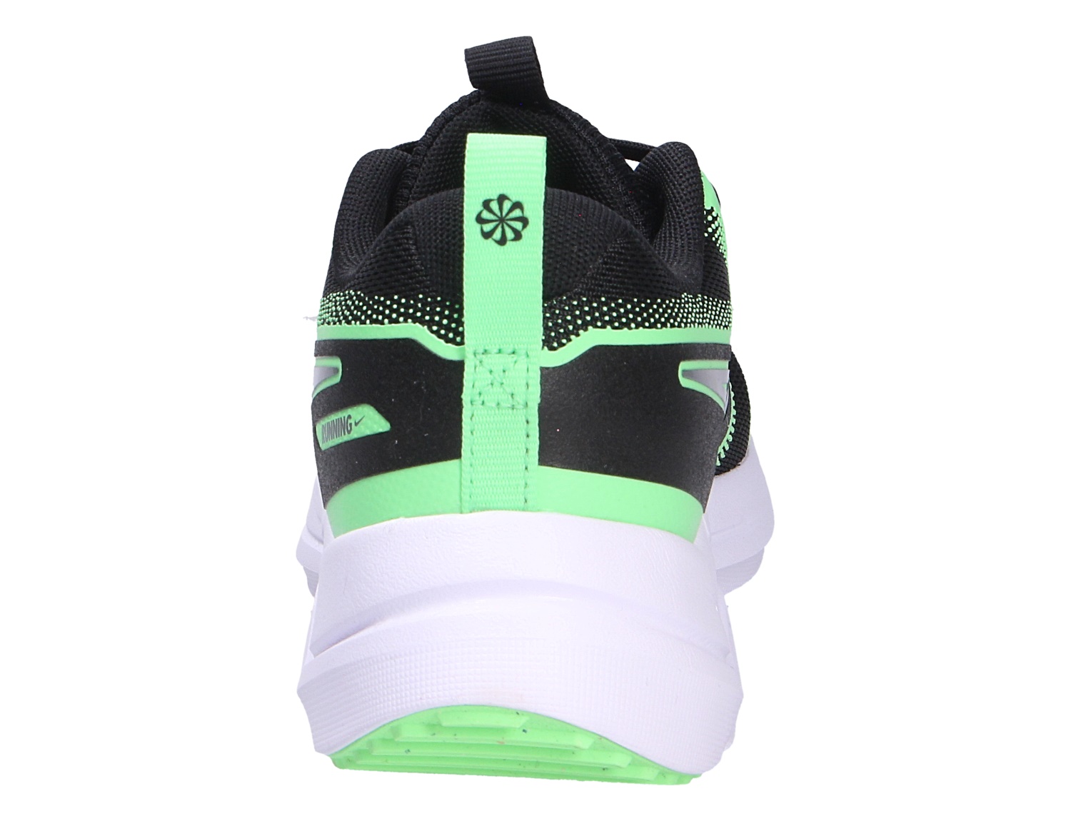 Rückansicht des Nike Cosmic Runner für Kinder in Grün und Schwarz mit bequemer Passform und sportlicher Sohle