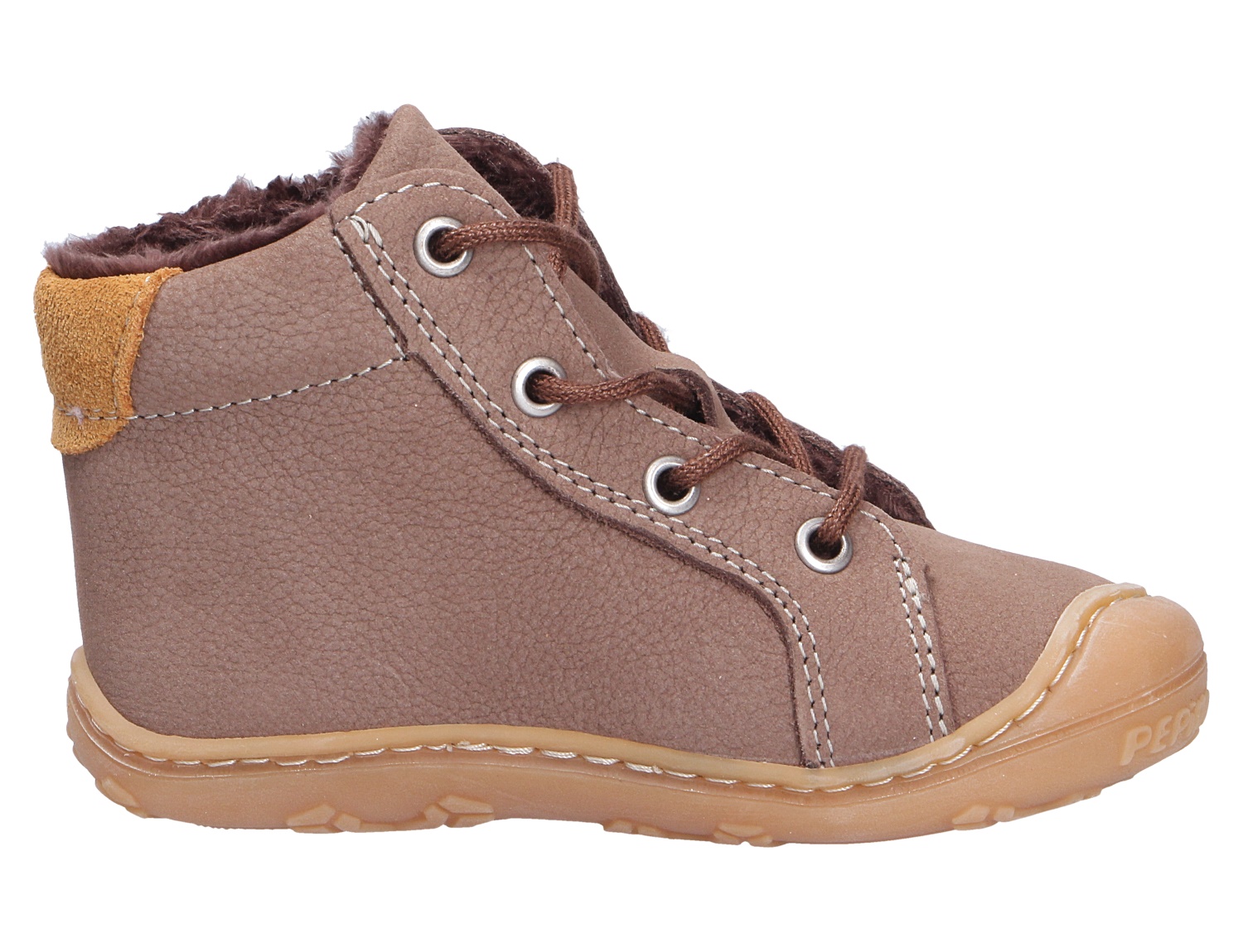Ricosta Jungen Lauflernstiefel in Braun, seitliche Ansicht, mit Schnürung, warmem Innenfutter und flexibler Sohle