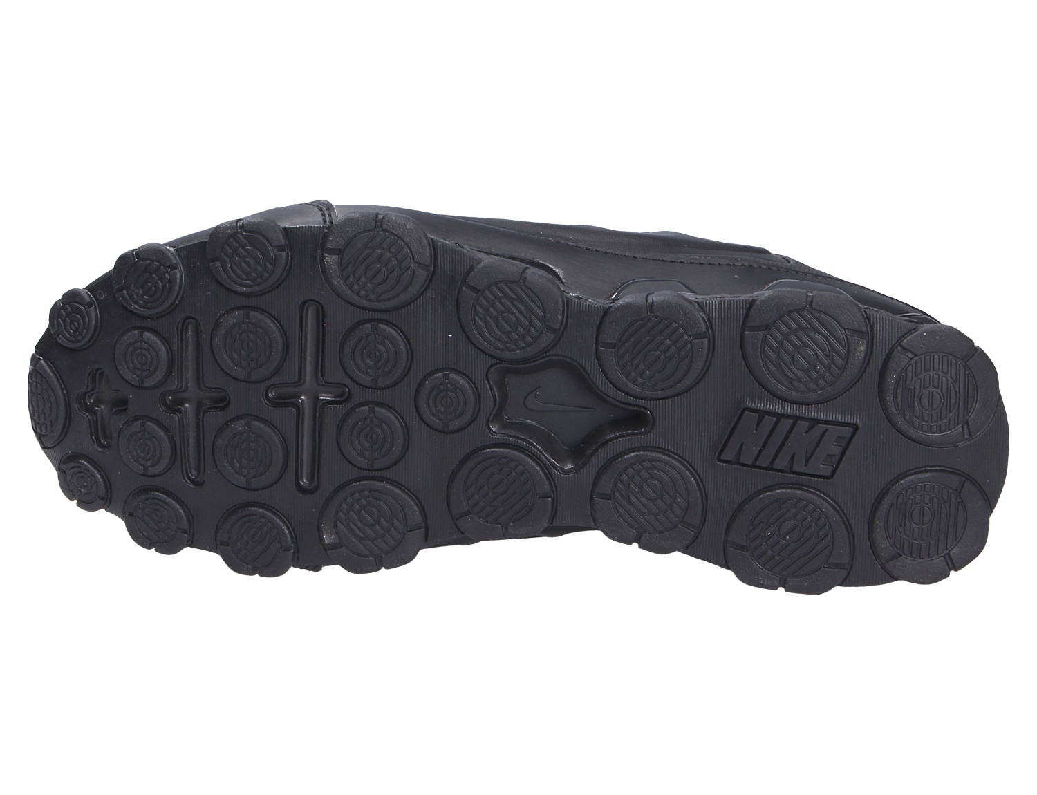 Ansicht der schwarzen Laufsohle des Nike Reax 8 NSW Sneakers mit markantem Profil und Nike-Logo für komfortablen Halt im Alltag