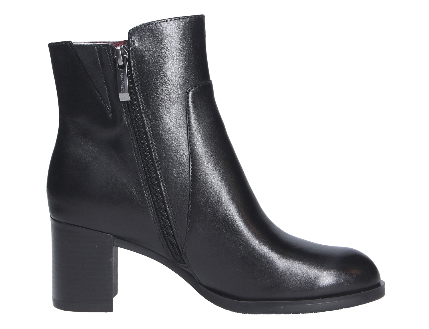 Tamaris Damen Stiefel in Schwarz, eleganter Knöchelstiefel aus glattem Material mit Blockabsatz und seitlichem Reißverschluss