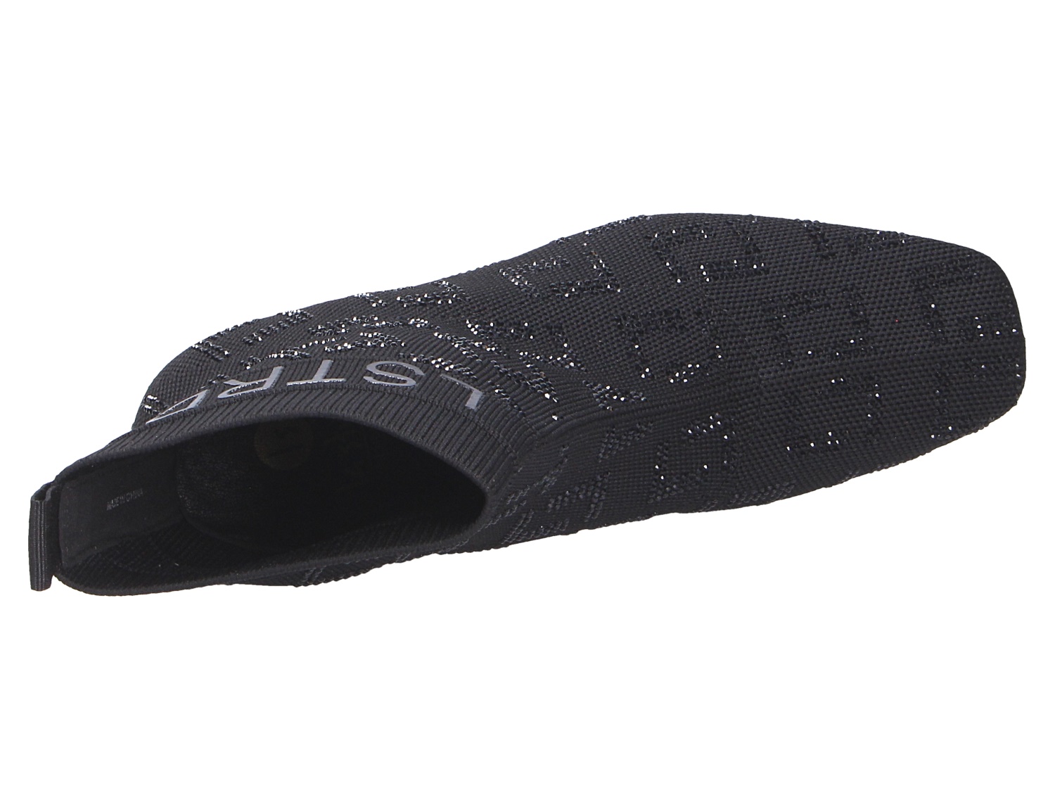 La Strada Damen Stiefel, schwarzer Stretch-Stiefel mit glitzerndem Muster, seitliche Ansicht