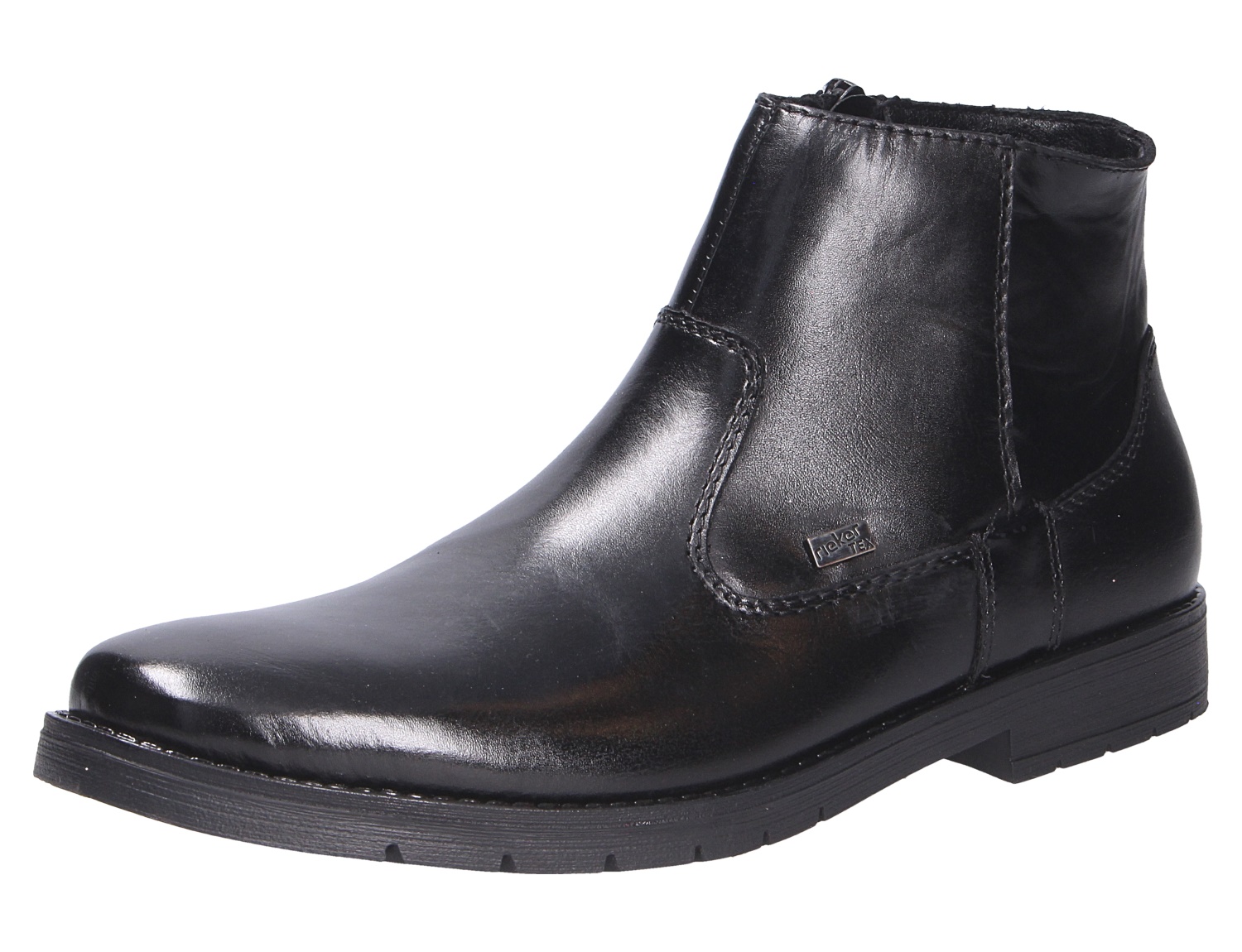 Rieker Herren Stiefel in Schwarz aus Glattleder, knöchelhoch mit seitlichem Reißverschluss und robuster Sohle