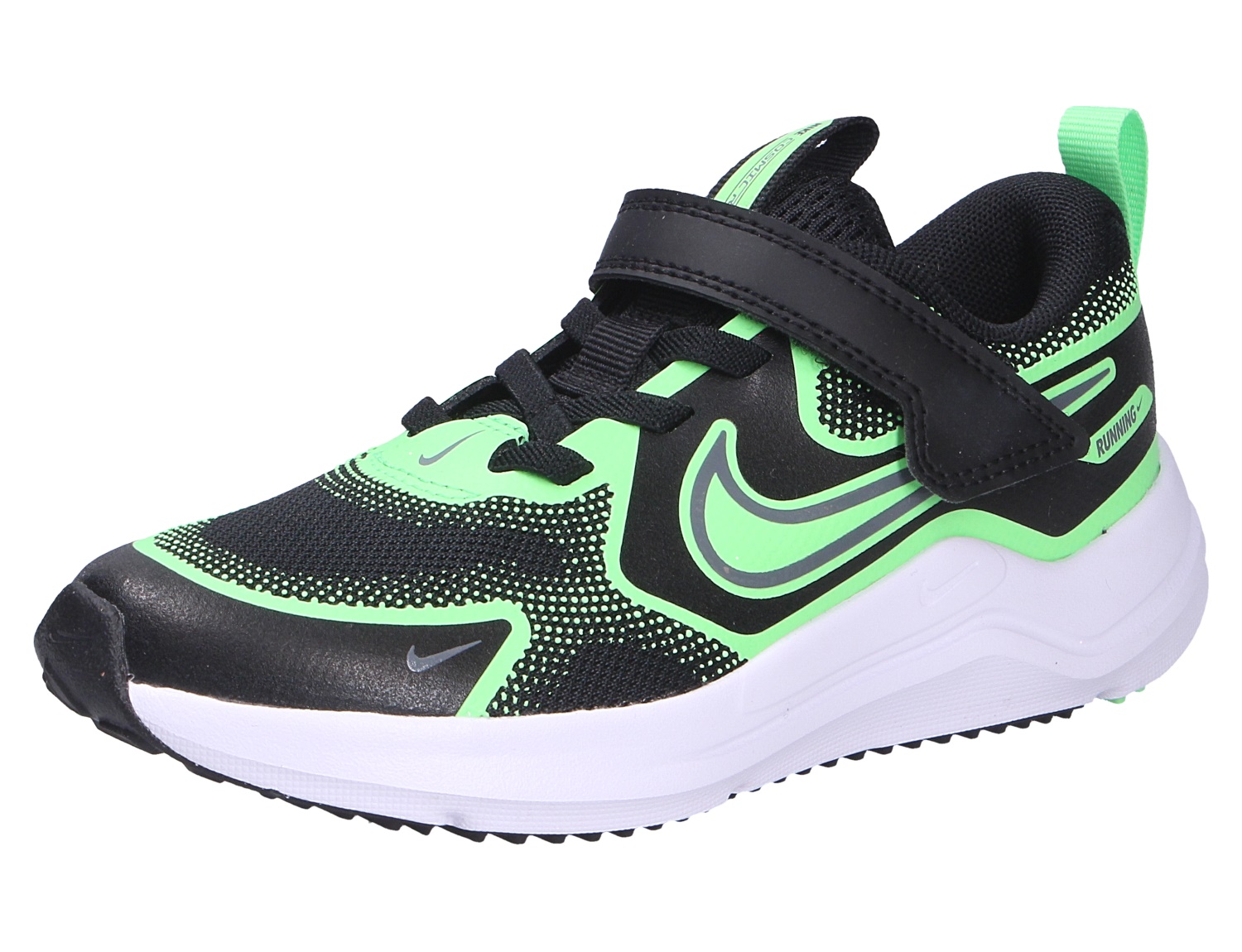 Nike Cosmic Runner Kinder-Schlupfschuh in Grün und Schwarz mit Klettverschluss, leichter Sohle und sportlichem Design