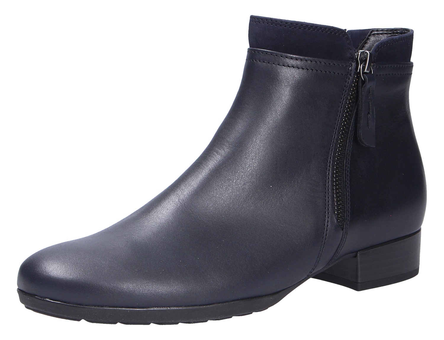 Gabor Damen Stiefel in Navy, elegante Stiefelette aus Glattleder mit seitlichem Reißverschluss und niedrigem Blockabsatz