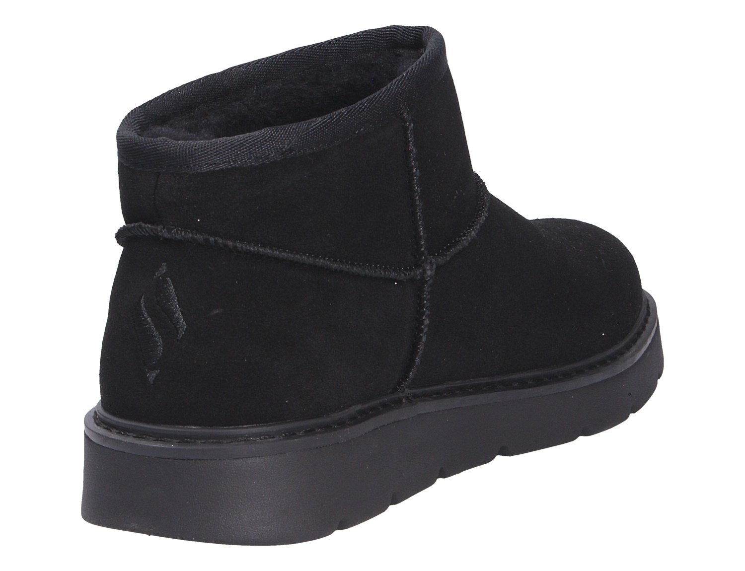 Skechers Keepsakes Cozy in Schwarz, kuscheliger Winter-Boot mit niedrigem Schaft, Rück- und Seitenansicht