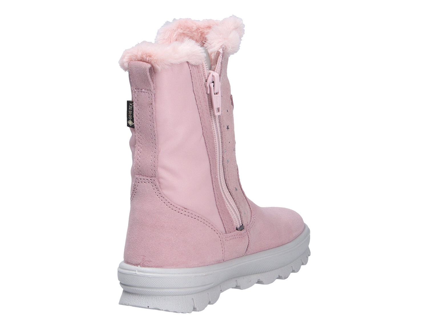 Superfit FLAVIA rosa Winterstiefel für Kinder, Seitenansicht mit Reißverschluss, Fellfutter, profilierter Sohle und GORE-TEX Label
