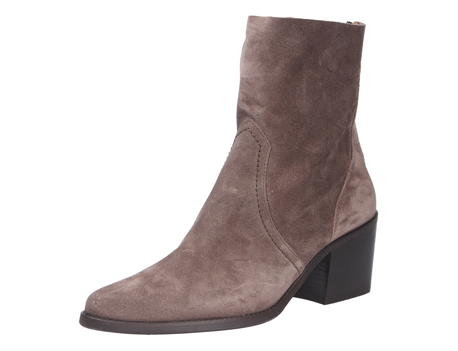 Paul Green Damen Stiefel in Braun aus Veloursleder, knöchelhoch mit spitzer Form und stabilem Blockabsatz