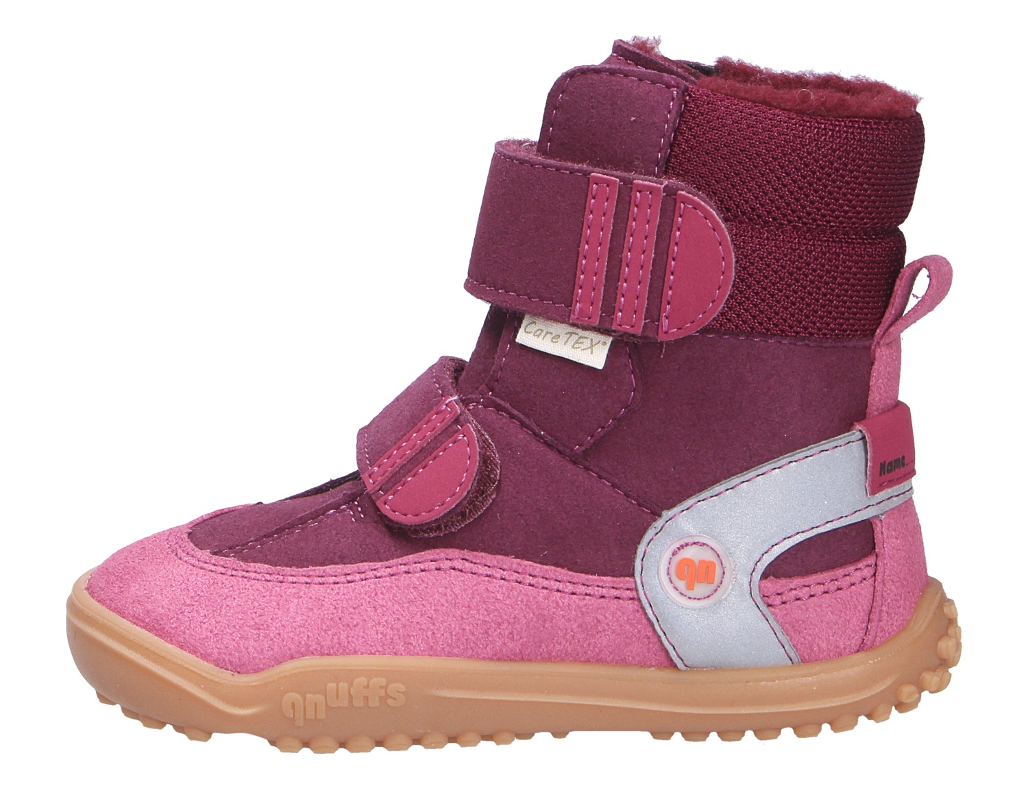 Ricosta Mädchen Stiefel in Beere und Pink, gefütterter Kinderstiefel mit Klettverschluss, Profilsohle und reflektierendem Detail