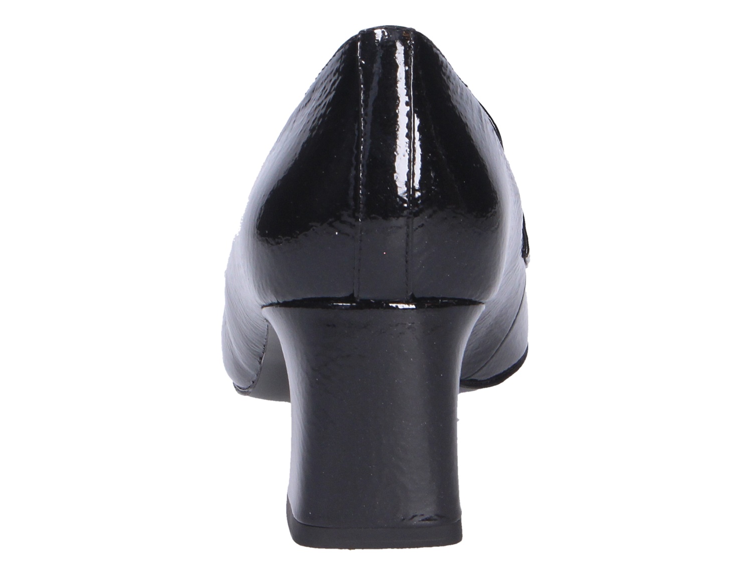 Rückansicht der Peter Kaiser Damen Pumps in Schwarz aus Lackleder mit elegantem Blockabsatz