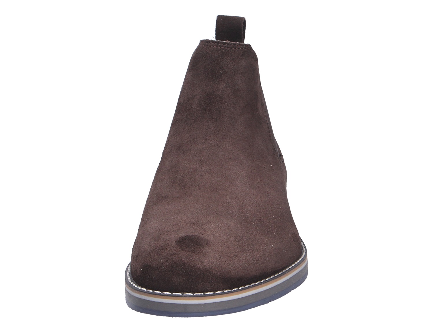 Vorderansicht des Lloyd DRIFT 315 Chelsea Boots aus braunem Veloursleder mit markanter Sohle