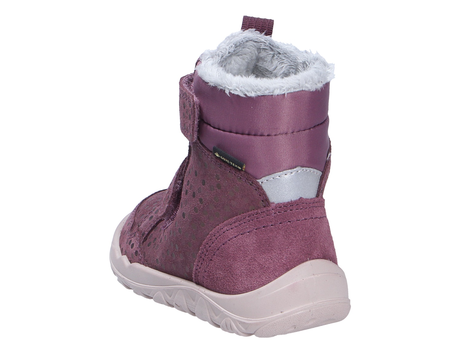 Superfit WALDERI Winterstiefel in Beere, Rückansicht mit Klettverschluss, Gore-Tex-Membran und kuscheligem Innenfutter