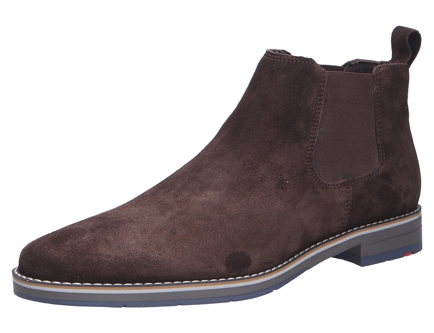 Lloyd DRIFT 315 Chelsea-Boot für Herren aus braunem Veloursleder mit seitlichem Stretch-Einsatz und flacher Sohle