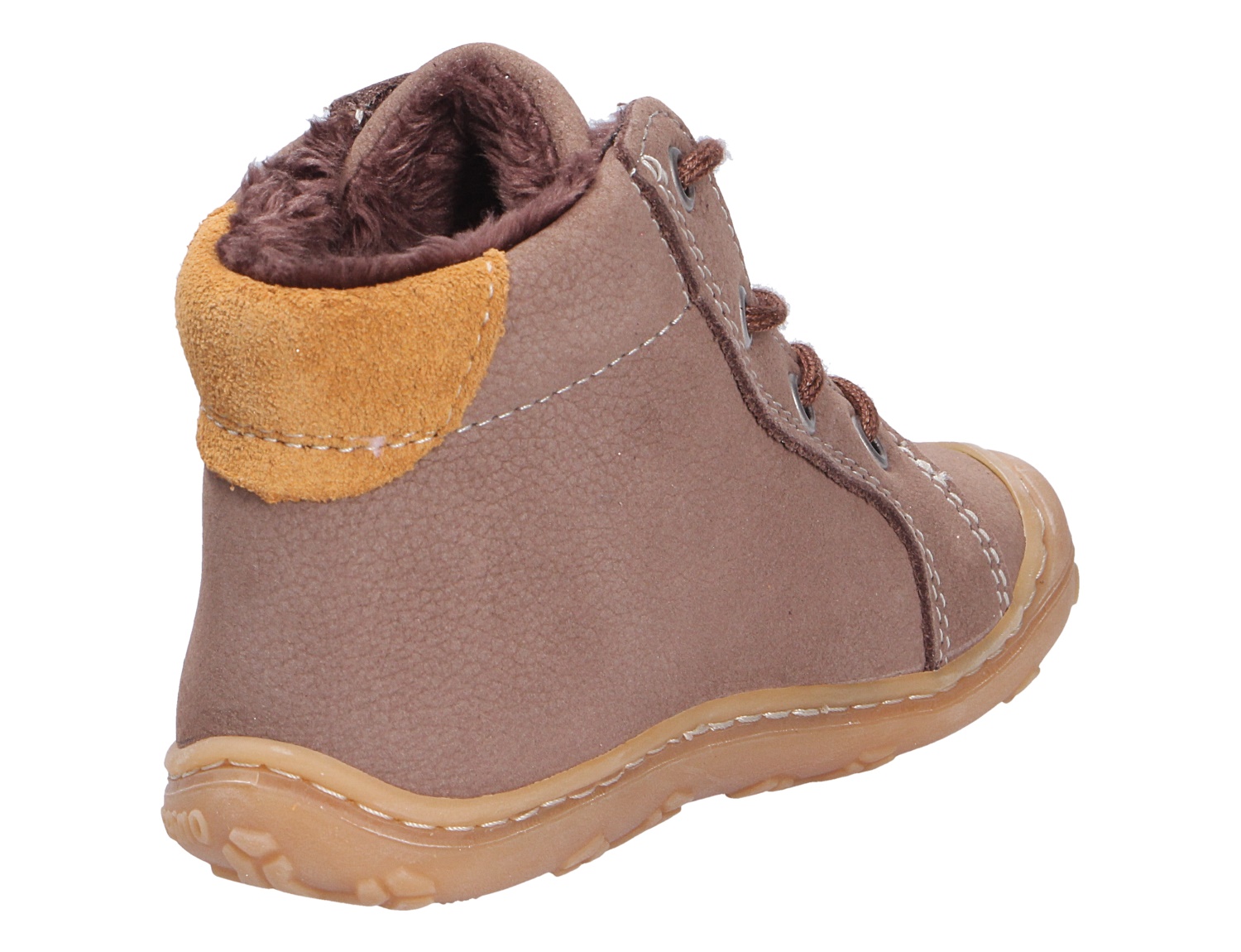 Ricosta Jungen Lauflernstiefel in Braun mit Schnürung, warmem Innenfutter und rutschfester Sohle, Rück- und Seitenansicht