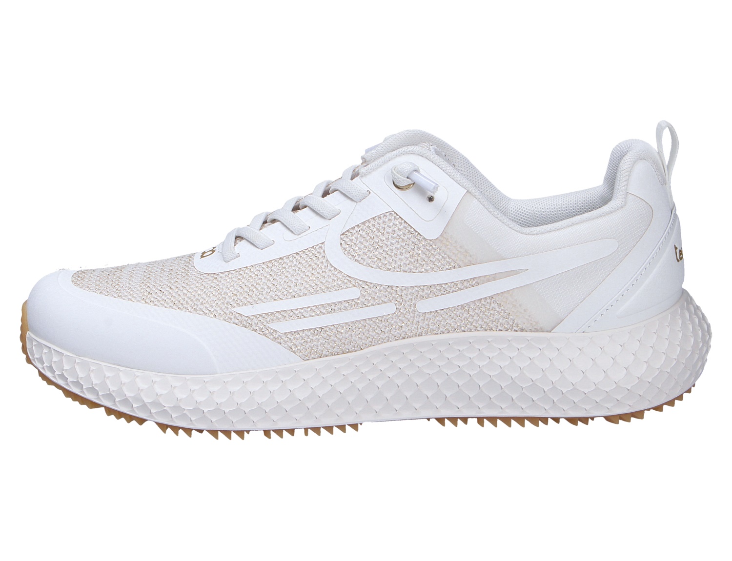 Weißer tenhaag neohhag Sneaker mit atmungsaktivem Obermaterial, Schnürung und profilierter, strukturierter Sohle in der Seitenansicht